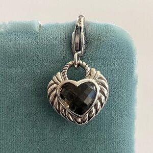 JUDITH RIPKA Smoky Quartz Heart Charm 925 Sterling Silver Pendant